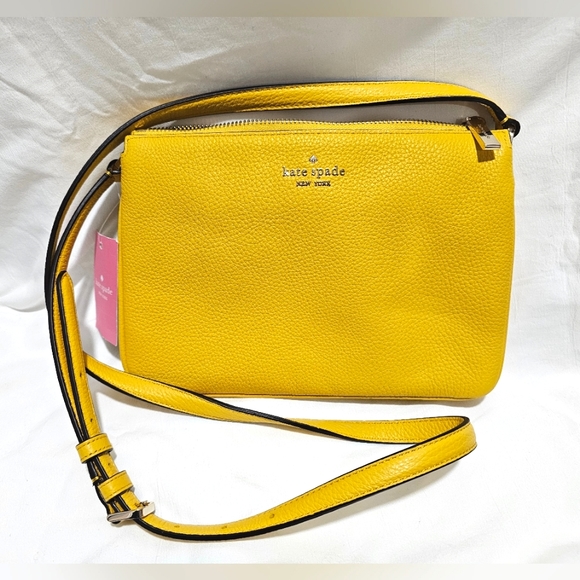 kate spade Bags Nwt Kate Spade Leila Triple Gusset Yellow Leather
